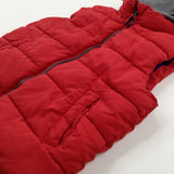 Stag Motif Red Padded Gilet With Jersey Hood - Boys 7-8 Years