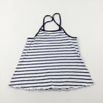 Navy Striped Vest Top - Girls 8-9 Years