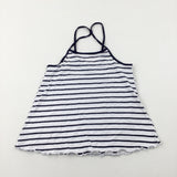 Navy Striped Vest Top - Girls 8-9 Years