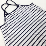 Navy Striped Vest Top - Girls 8-9 Years