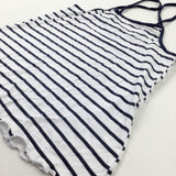 Navy Striped Vest Top - Girls 8-9 Years