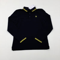 **NEW** '1884' Motif Black Long Sleeve Polo Shirt - Boys 9-10 Years