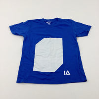 'IA' Design Blue Cotton T-Shirt - Boys 9-10 Years