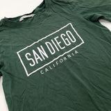 'San Diego' Green Cotton T-Shirt - Boys 9-10 Years