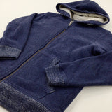 Blue Fleece Lined Zip Through Heavyweight Hoodie - Boys 9-10 Years