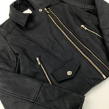 Black Faux Leather Jacket - Girls 9-10 Years