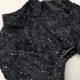 Sequinned Charcoal Grey Fluffy Cropped Jacket - Girls 10-11 Years