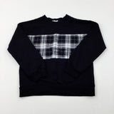 Black Sweatshirt With Checked Panel - Boys 9-10 Years