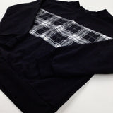 Black Sweatshirt With Checked Panel - Boys 9-10 Years