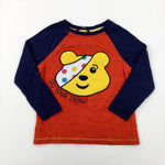 'Do Your Thing!' Pudsey Bear Appliqued Red & Navy Long Sleeve Top - Boys 2-3 Years