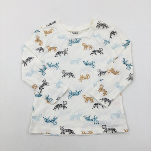 **NEW** Colourful Tigers Cream Long Sleeve Top - Boys 2-3 Years