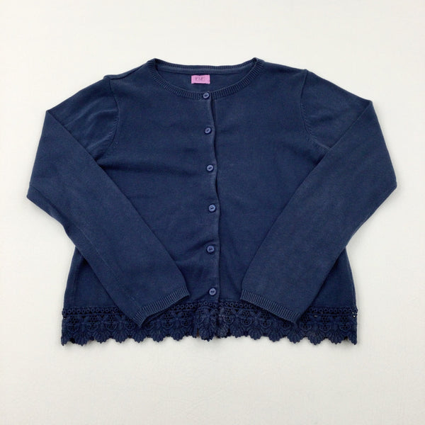 Embroidered Navy Knitted Cardigan - Girls 9-10 Years