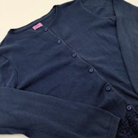 Embroidered Navy Knitted Cardigan - Girls 9-10 Years