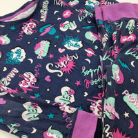 'Amazing' Hearts & Lightning Bolts Navy & Purple Pyjamas - Girls 9-10 Years