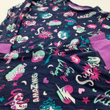 'Amazing' Hearts & Lightning Bolts Navy & Purple Pyjamas - Girls 9-10 Years