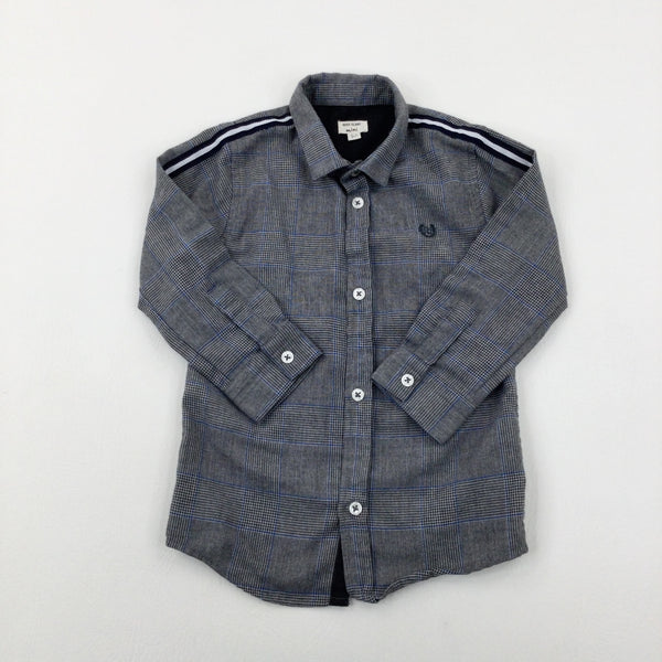 'RI' Embroidered Grey Checked Shirt - Boys 2-3 Years