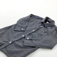 'RI' Embroidered Grey Checked Shirt - Boys 2-3 Years