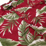 Tropical Leaves Red Short Sleeve Shirt - Boys 10-11 Years