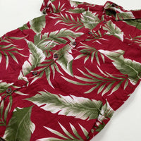 Tropical Leaves Red Short Sleeve Shirt - Boys 10-11 Years