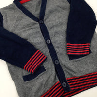 Grey & Navy Knitted Cardigan - Boys 2-3 Years