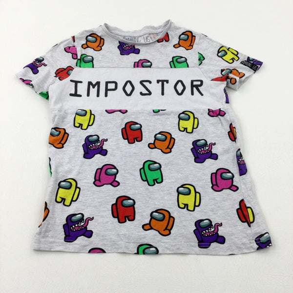 'Impostor' Among Us Characters Colourful Grey T-Shirt - Boys 10-11 Years