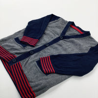Grey & Navy Knitted Cardigan - Boys 2-3 Years