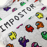 'Impostor' Among Us Characters Colourful Grey T-Shirt - Boys 10-11 Years