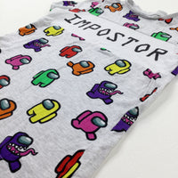 'Impostor' Among Us Characters Colourful Grey T-Shirt - Boys 10-11 Years