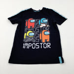 'Impostor' Among Us Colourful Characters Black T-Shirt - Boys 10-11 Years