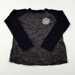 'Brooklyn' Mottled Black Sleeve Top - Boys 10-11 Years