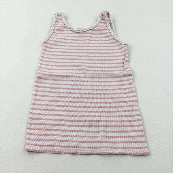 Pink & White Striped Vest Top - Girls 10-11 Years