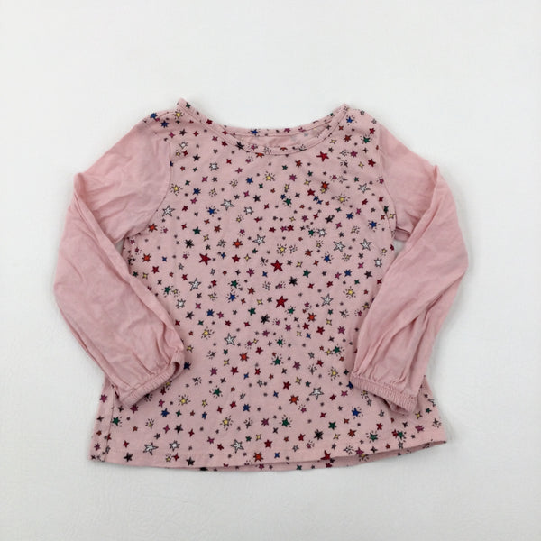 Colourful Stars Pink Long Sleeve Top - Girls 2-3 Years