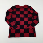 Burgundy & Black Checked Long Sleeve Top - Boys 11-12 Years