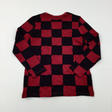 Burgundy & Black Checked Long Sleeve Top - Boys 11-12 Years