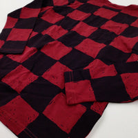 Burgundy & Black Checked Long Sleeve Top - Boys 11-12 Years