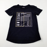 'Awesome' Grid Design Black T-Shirt - Boys 11-12 Years