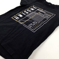 'Awesome' Grid Design Black T-Shirt - Boys 11-12 Years