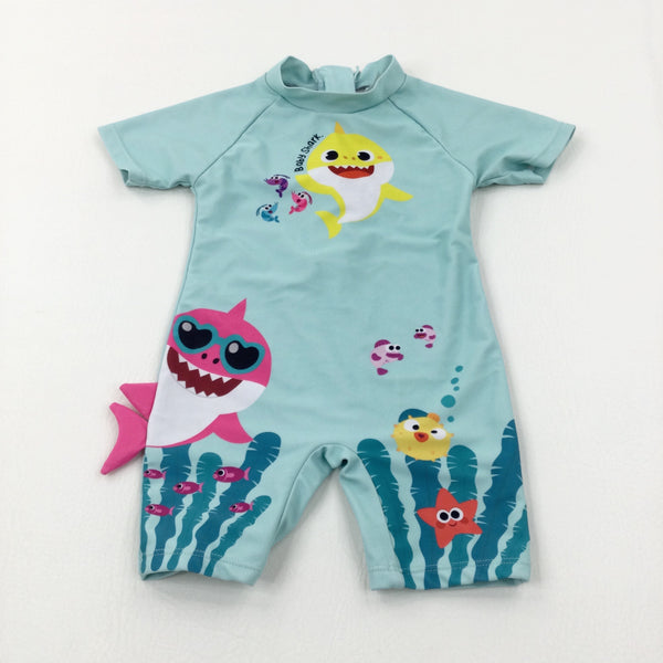 'Baby Shark' Colourful Turquoise Beachsuit - Boys 6-9 Months