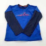 Mountain Blue & Navy Long Sleeve Top - Boys 11-12 Years