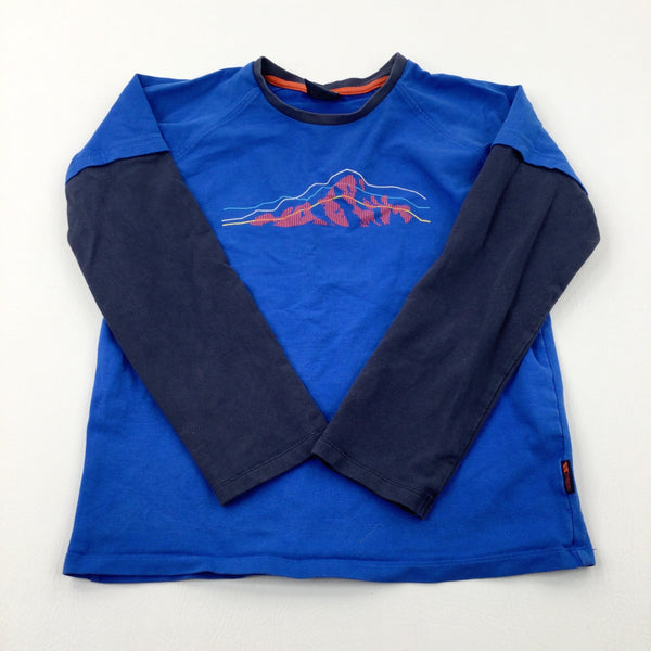 Mountain Blue & Navy Long Sleeve Top - Boys 11-12 Years