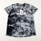 Playstation Motif Black & White Tie Dye T-Shirt - Boys 11-12 Years