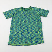 Patterned Blue & Green Sports T-Shirt - Boys 11-12 Years