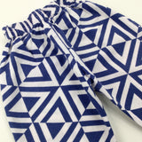 Patterned Blue & White Jersey Trousers - Boys 6-9 Months