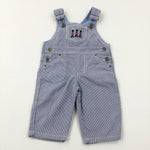 London Guards Embroidered Blue Striped Dungarees - Boys 6-9 Months