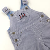 London Guards Embroidered Blue Striped Dungarees - Boys 6-9 Months