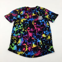 Colourful Paint Splatter Black T-Shirt - Boys 11-12 Years