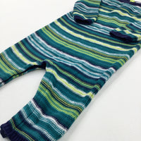 Navy & Green Striped Knitted Romper - Boys 6-9 Months