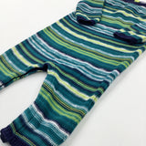 Navy & Green Striped Knitted Romper - Boys 6-9 Months