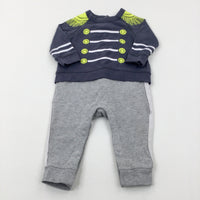 Captain Style Charcoal Grey Romper- Boys 6-9 Months