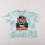 'Just Roll With it' Monster Truck Green & White T-Shirt - Boys 3-4 Years